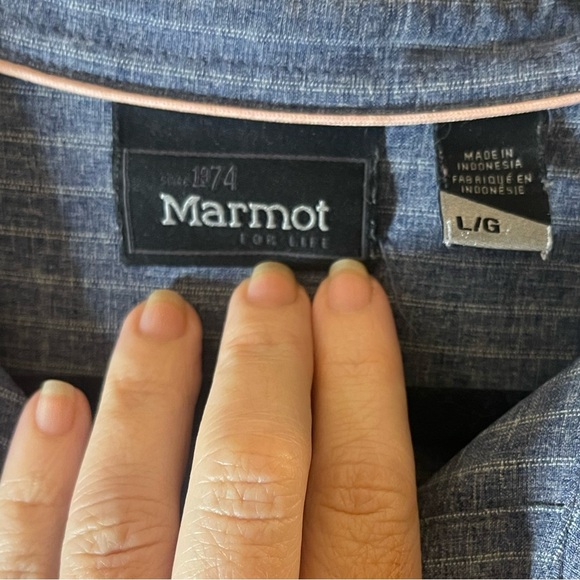 Marmot becka long sleeve pullover half button shirt blue large - Picture 8 of 8